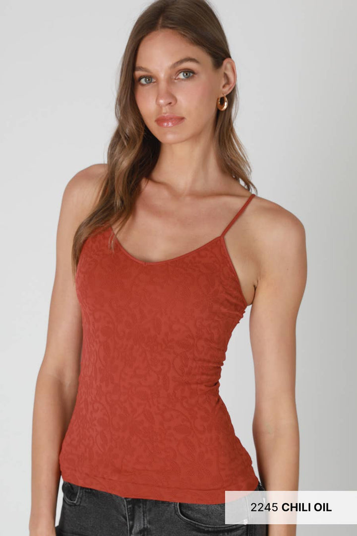Lace Textured Cami – Seamless Layering Tank Top