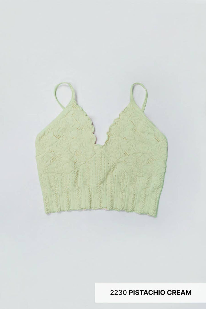 Seamless Lace Textured Bralette – Soft Stretchy One Size Fit