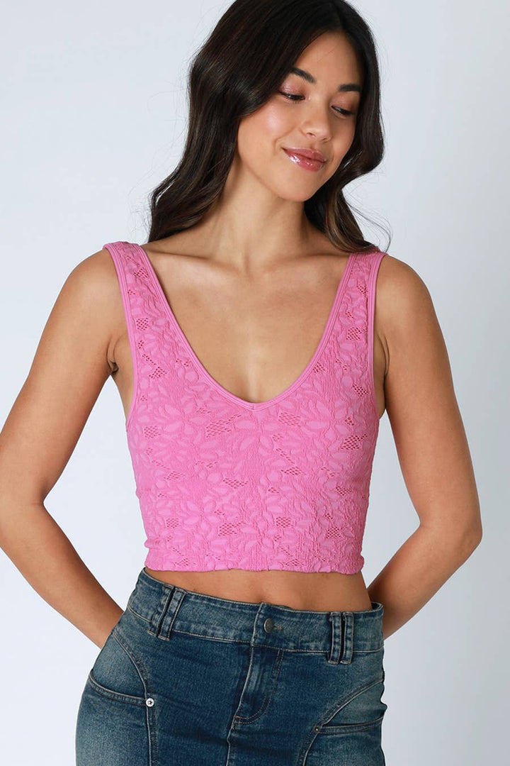 Delicate Lace V‑Neck Tank Top — Cropped, Feminine Staple