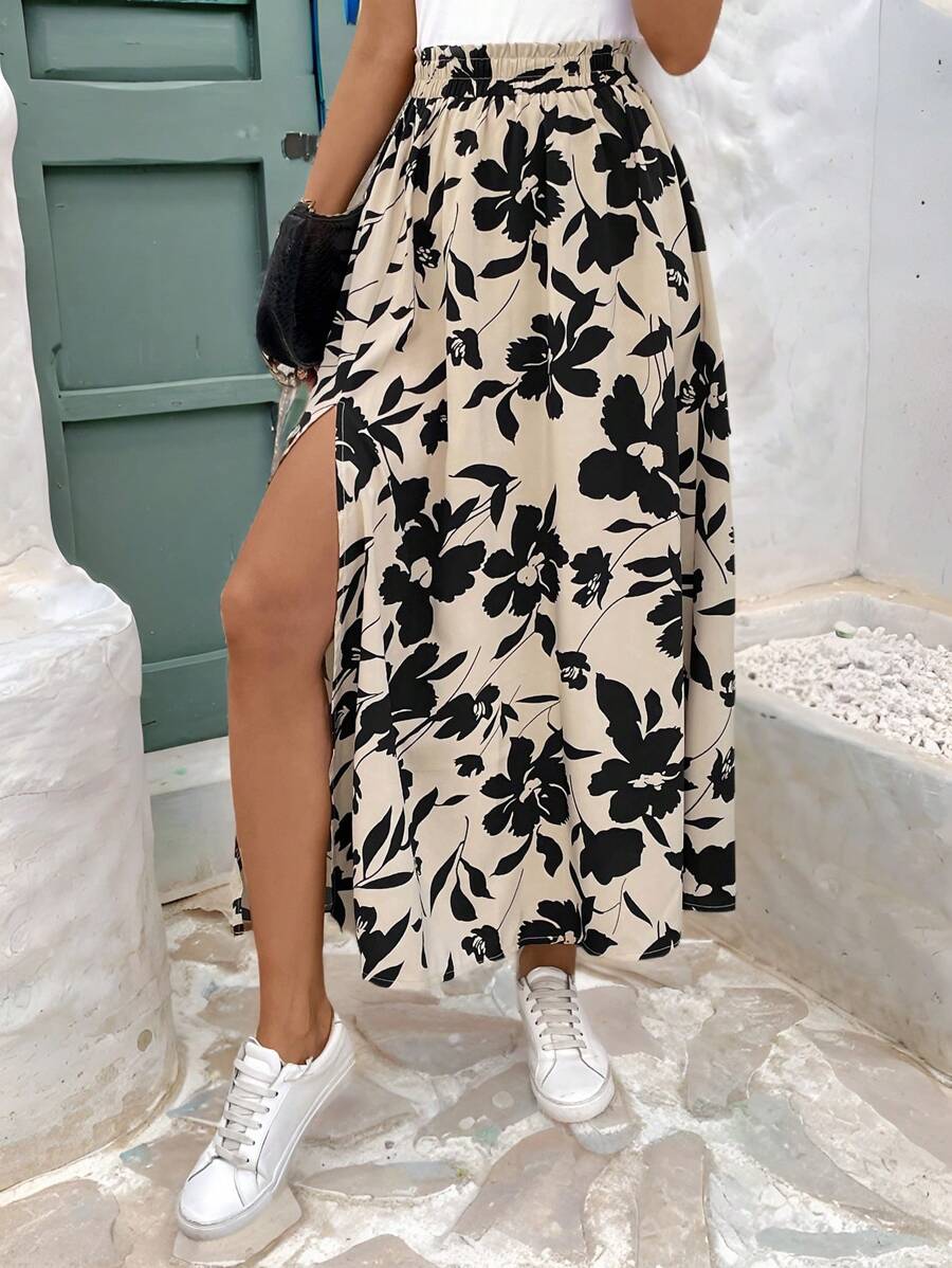 Sydney | Floral Ruffle Split Skirt