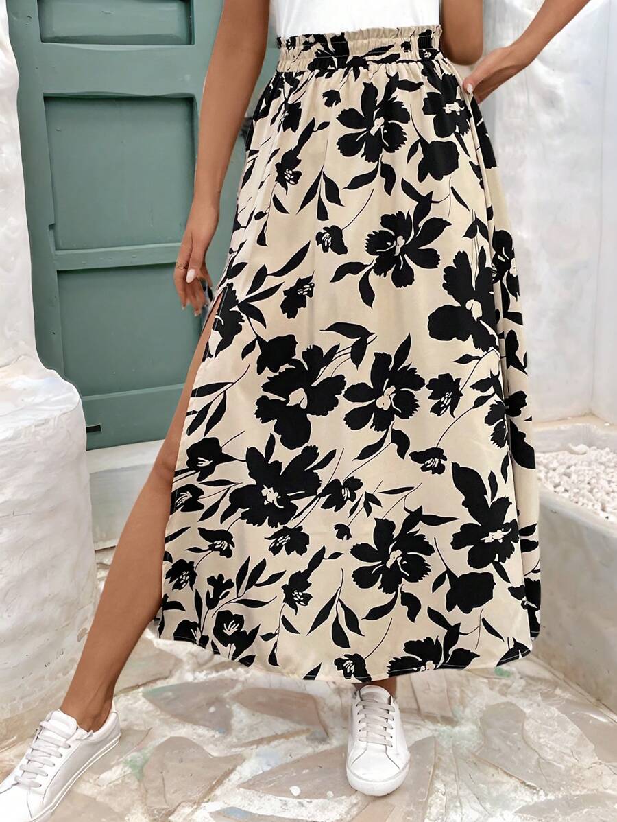 Sydney | Floral Ruffle Split Skirt