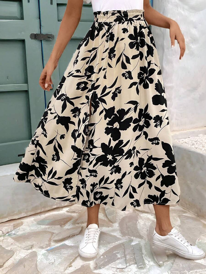 Sydney | Floral Ruffle Split Skirt