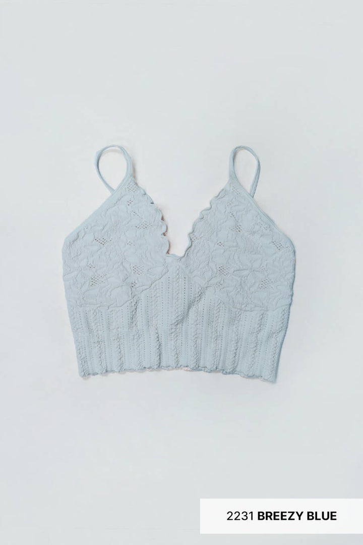 Seamless Lace Textured Bralette – Soft Stretchy One Size Fit