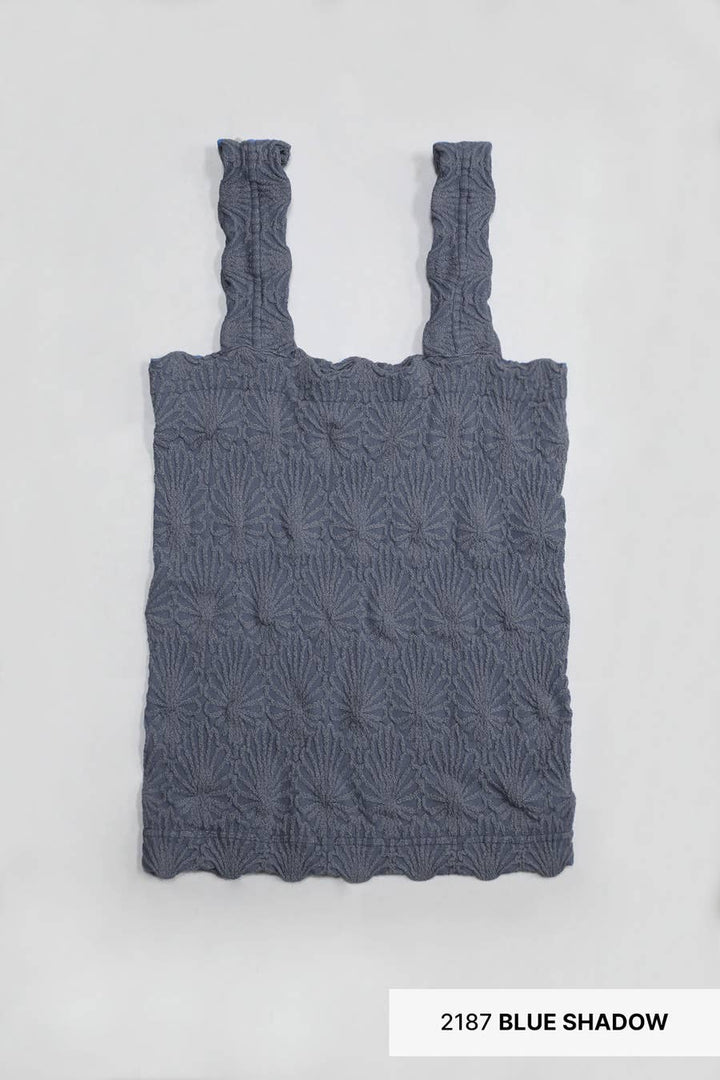 Lace Textured Square Tank Top | Fitted Stretch Seamless Camisole – Made in USA