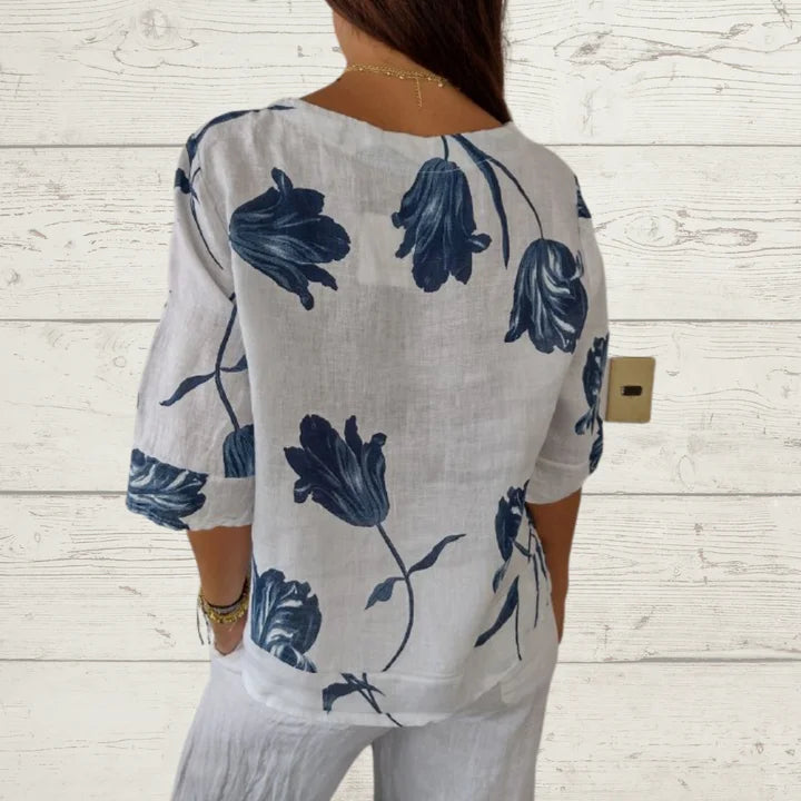 🔥HETE AANBIEDING 49% KORTING🌷Geprinte tuniek met V-hals🌷