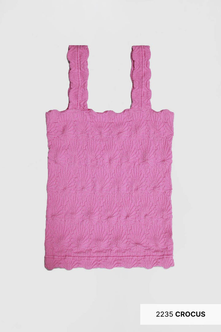 Lace Textured Square Tank Top | Fitted Stretch Seamless Camisole – Made in USA
