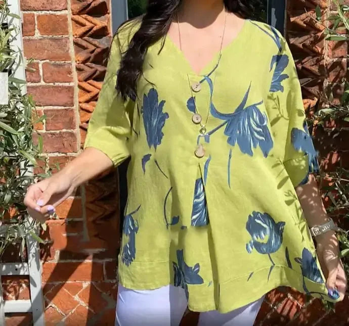 🔥HETE AANBIEDING 49% KORTING🌷Geprinte tuniek met V-hals🌷