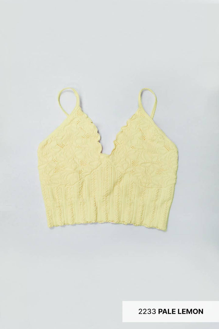 Seamless Lace Textured Bralette – Soft Stretchy One Size Fit