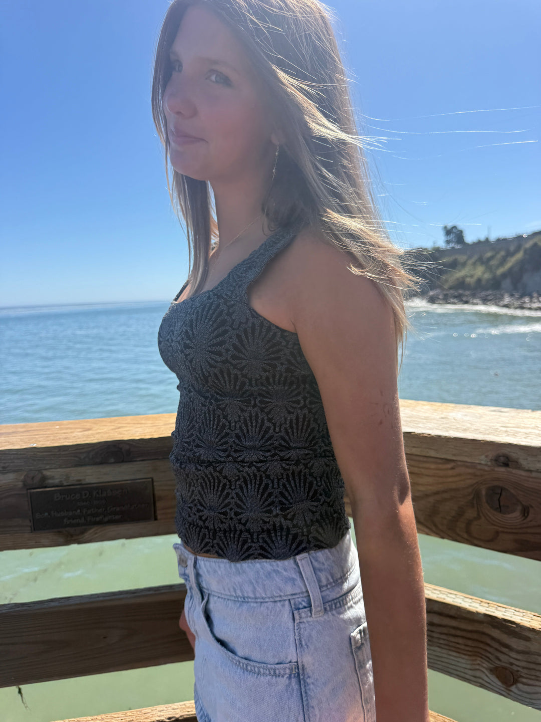 Lace Textured Square Tank Top | Fitted Stretch Seamless Camisole – Made in USA