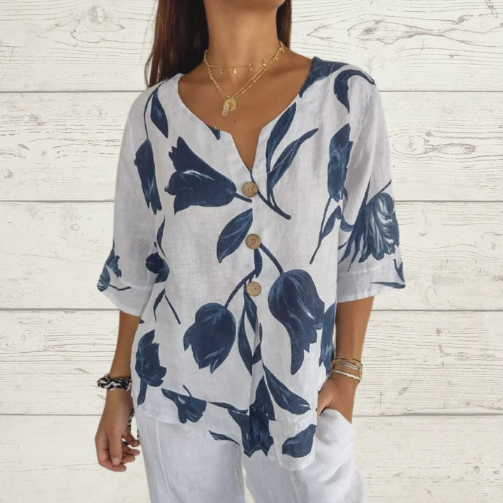 🔥HETE AANBIEDING 49% KORTING🌷Geprinte tuniek met V-hals🌷