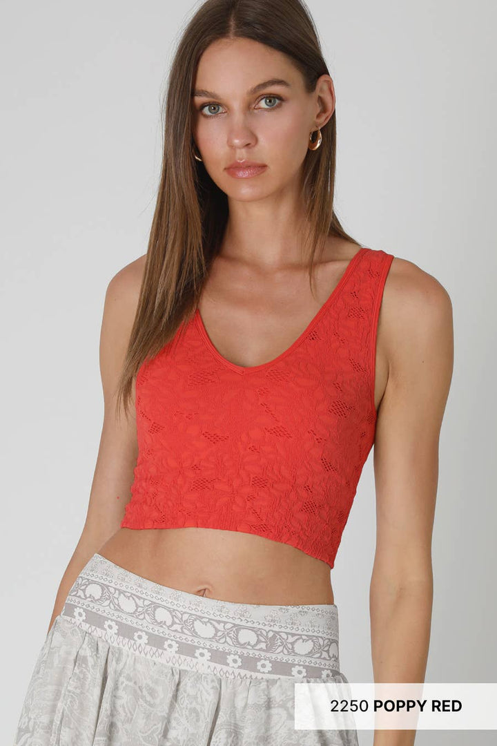 Delicate Lace V‑Neck Tank Top — Cropped, Feminine Staple