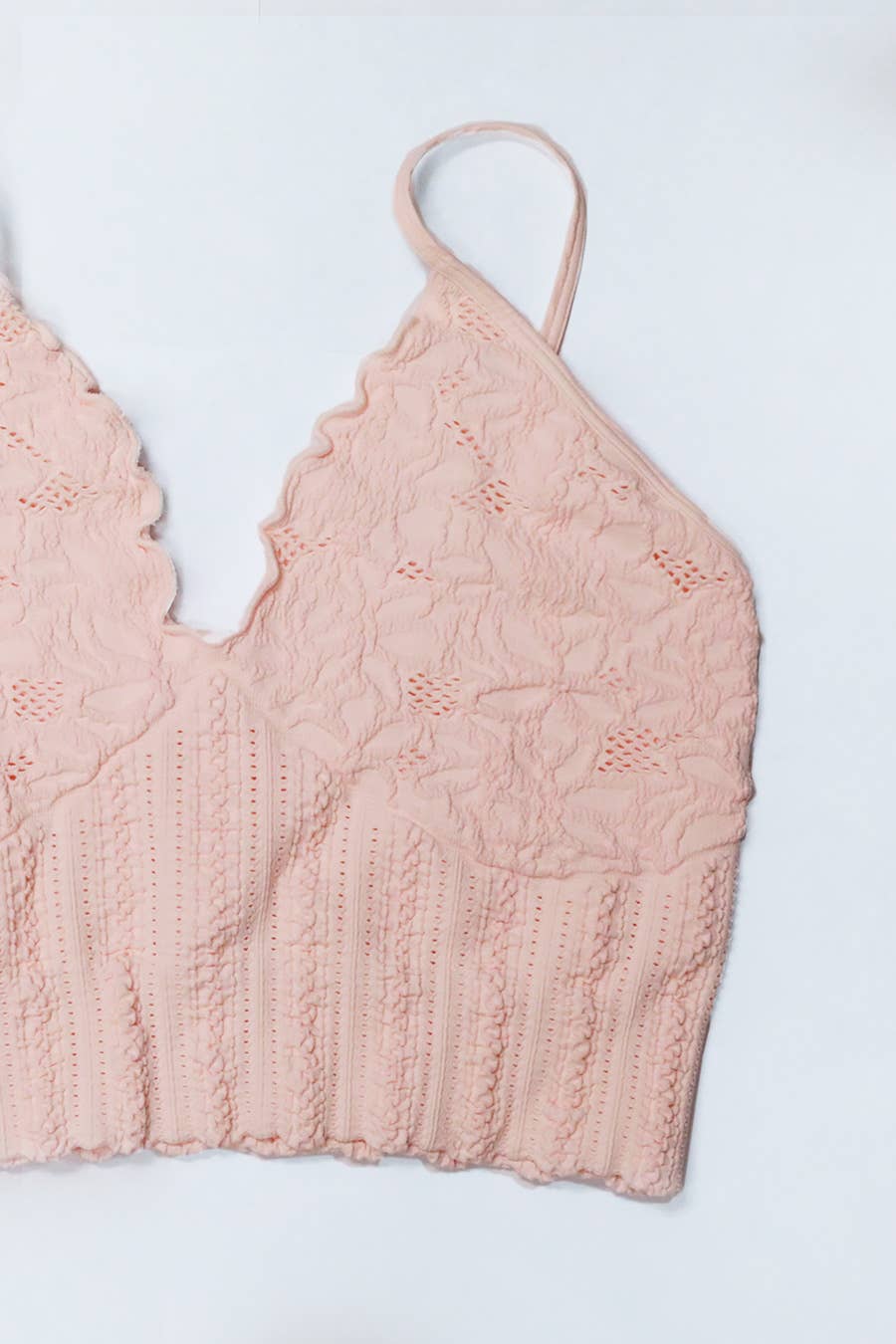 Seamless Lace Textured Bralette – Soft Stretchy One Size Fit