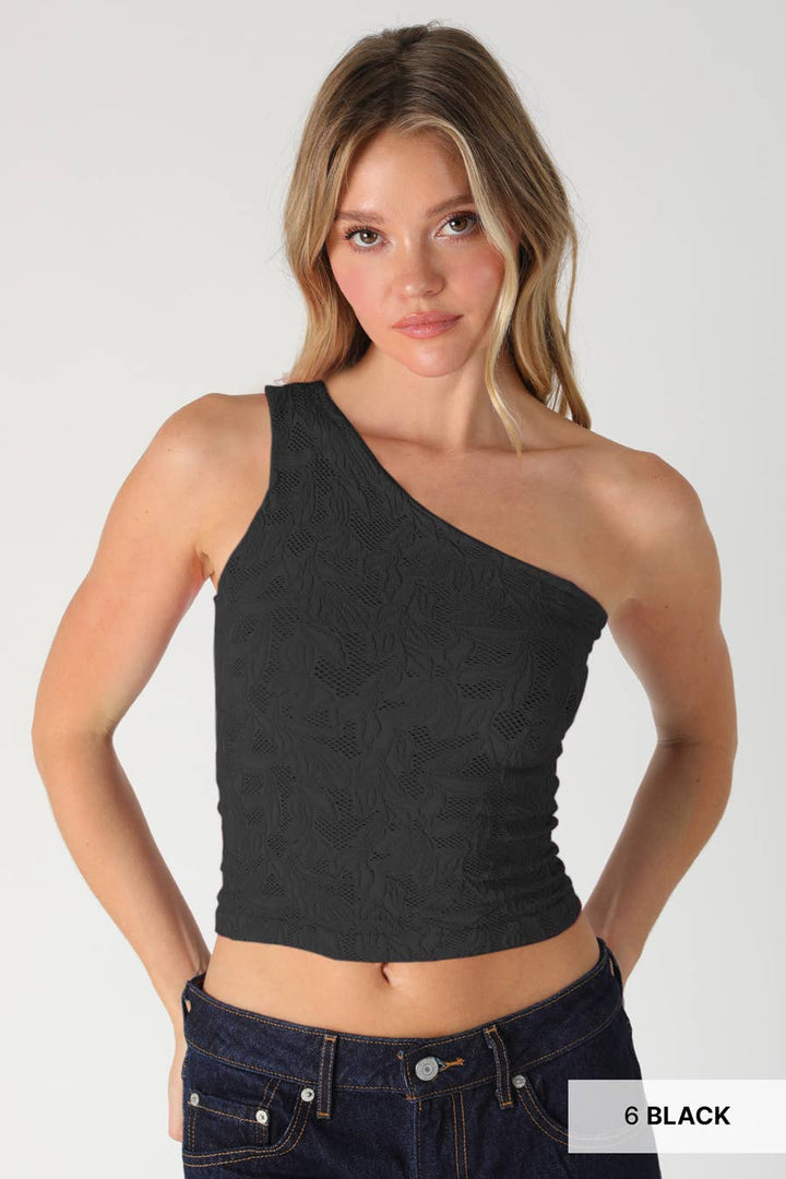 Seamless One Shoulder Lace Top – Made in USA