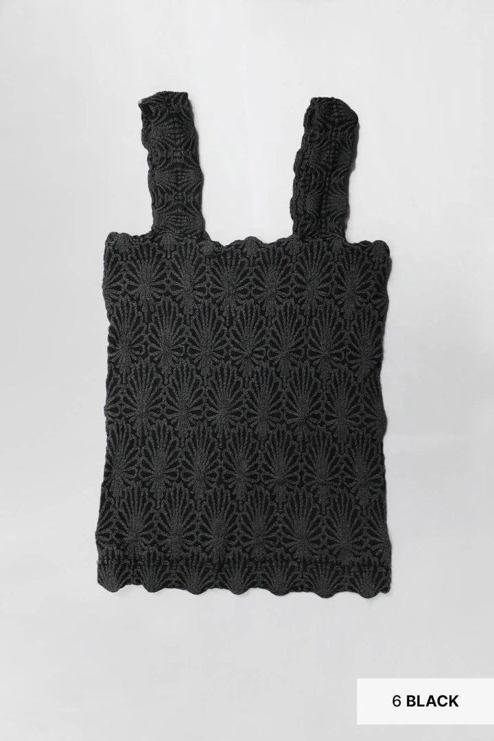 Lace Textured Square Tank Top | Fitted Stretch Seamless Camisole – Made in USA
