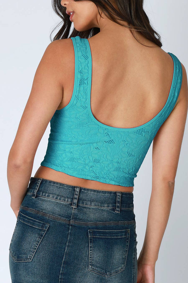 Delicate Lace V‑Neck Tank Top — Cropped, Feminine Staple