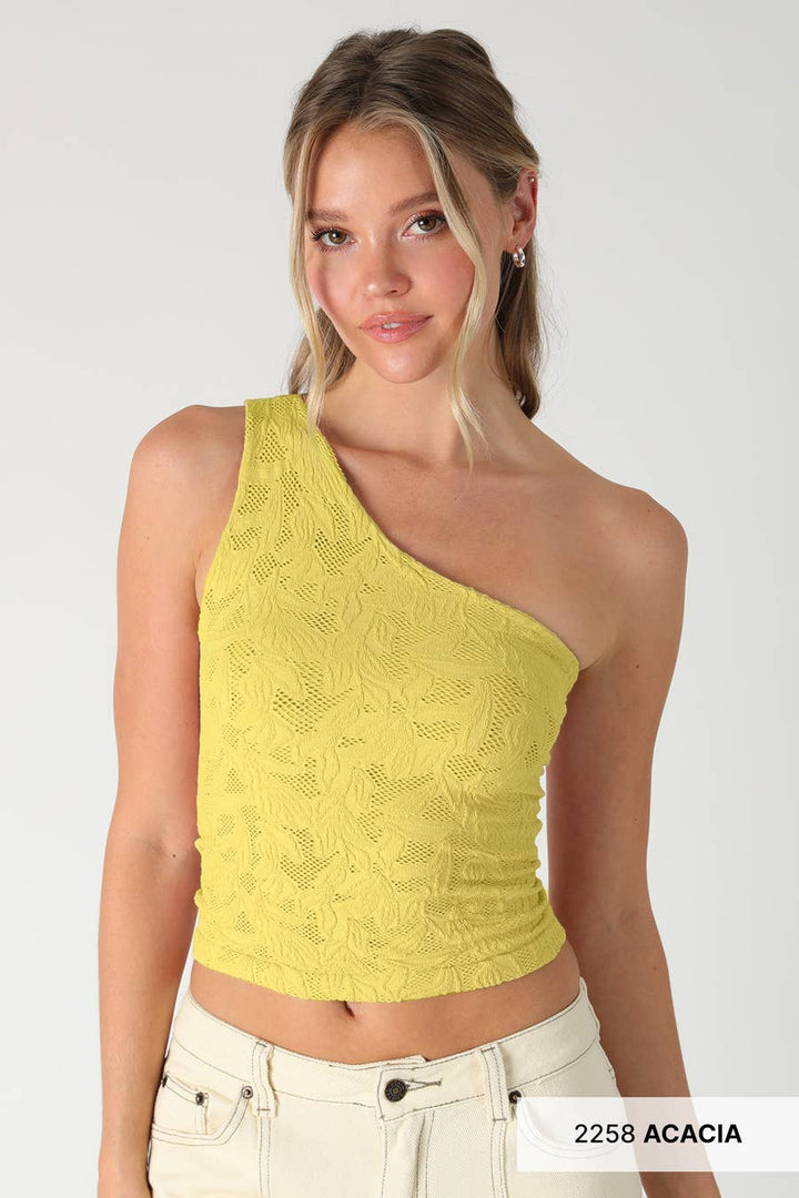 Seamless One Shoulder Lace Top – Made in USA