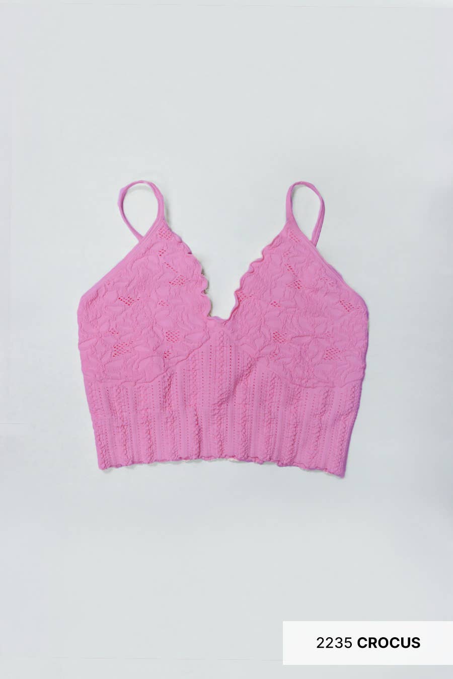 Seamless Lace Textured Bralette – Soft Stretchy One Size Fit