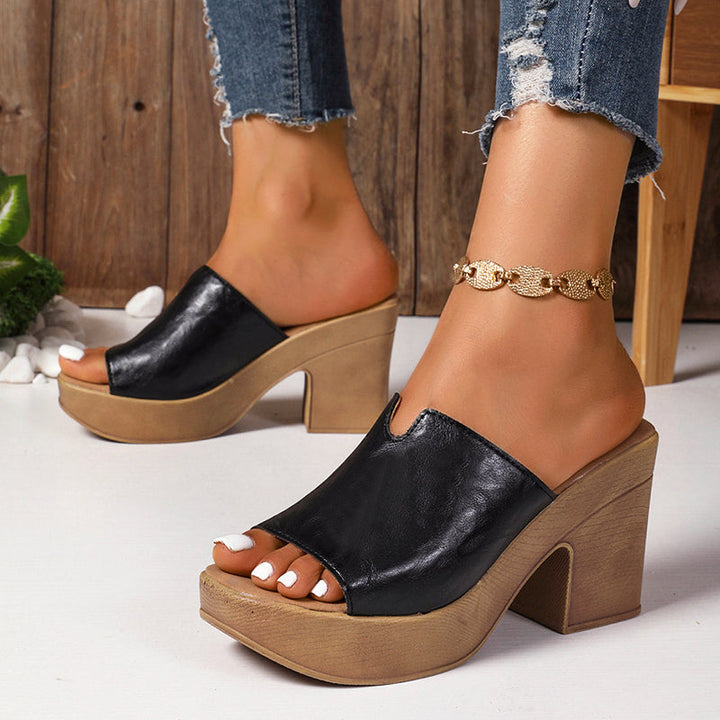 Alaia - Women's Platform Block Heel Slide Sandals