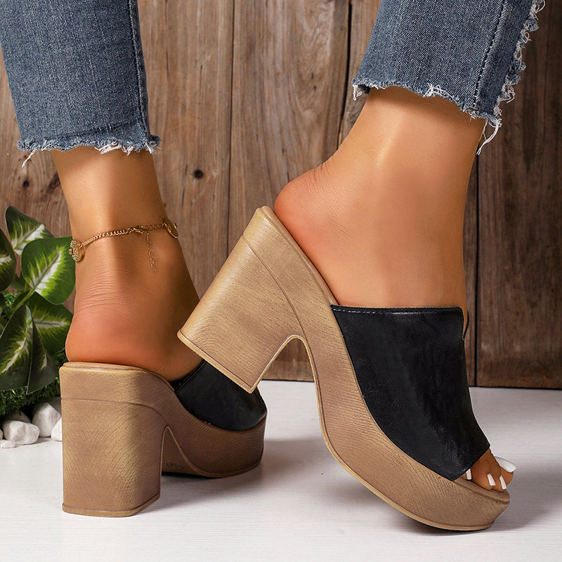 Alaia - Women's Platform Block Heel Slide Sandals