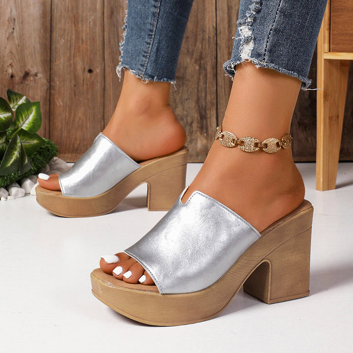Alaia - Women's Platform Block Heel Slide Sandals