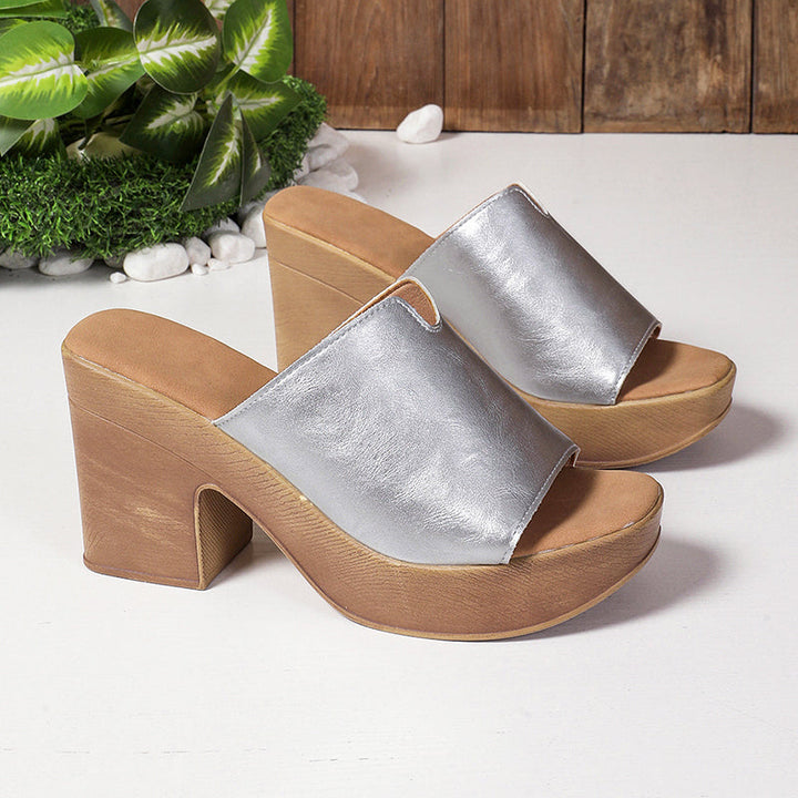Alaia - Women's Platform Block Heel Slide Sandals