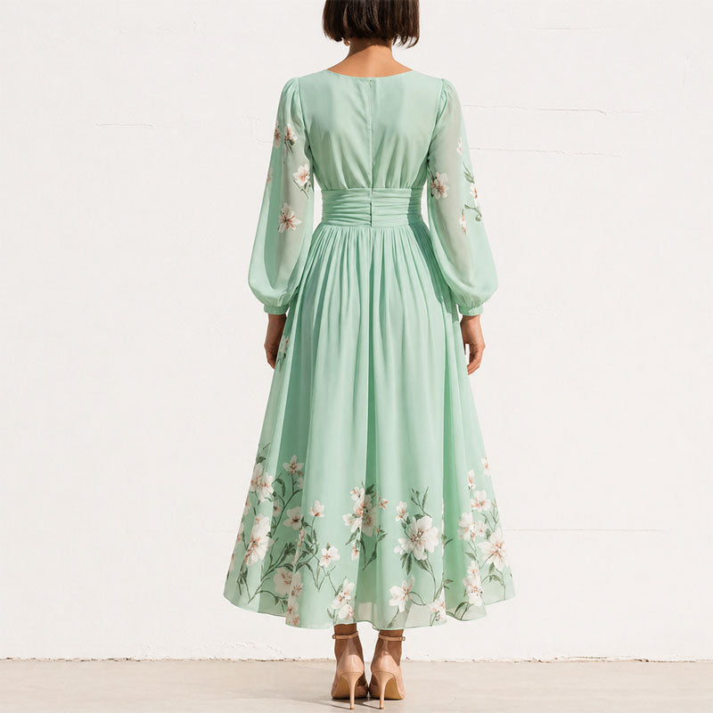 Alexis - Women's Floral V-Neck Pleated Midi Dress