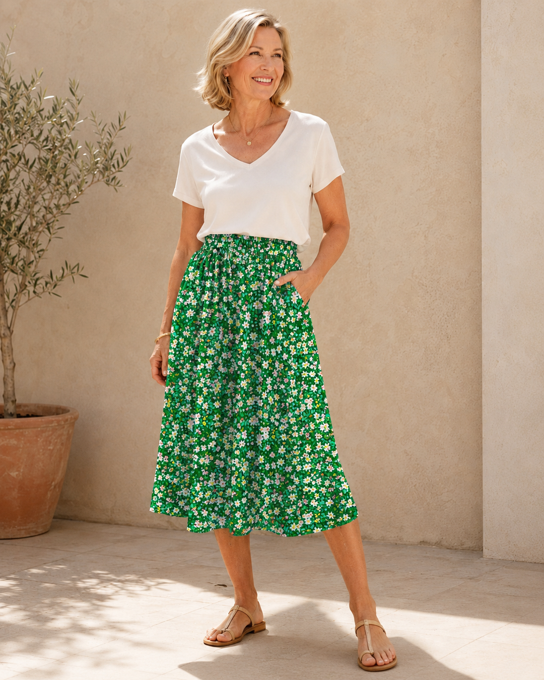 Harper | Floral Pleated Maxi Skirt