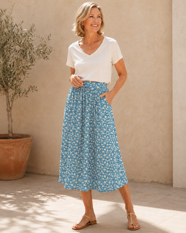 Harper | Floral Pleated Maxi Skirt