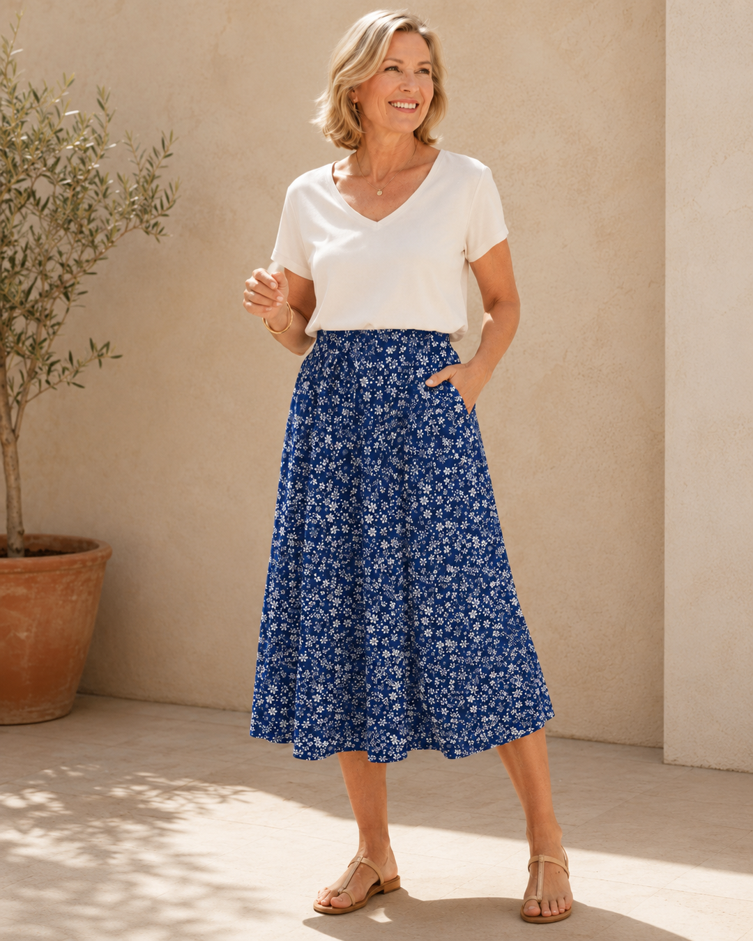 Harper | Floral Pleated Maxi Skirt