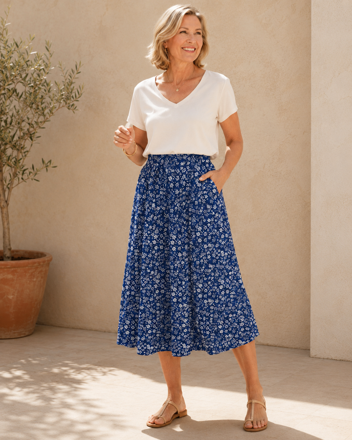 Harper | Floral Pleated Maxi Skirt