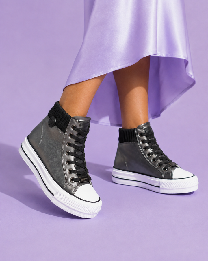 Kinsley | Metallic High Top Platform Sneakers