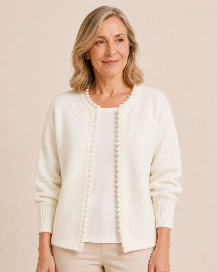Pearl Trim Ripped Hem Cardigan
