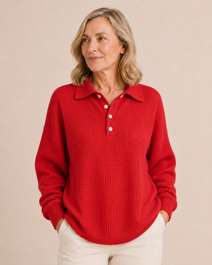 Sofia | Textured Polo Sweater