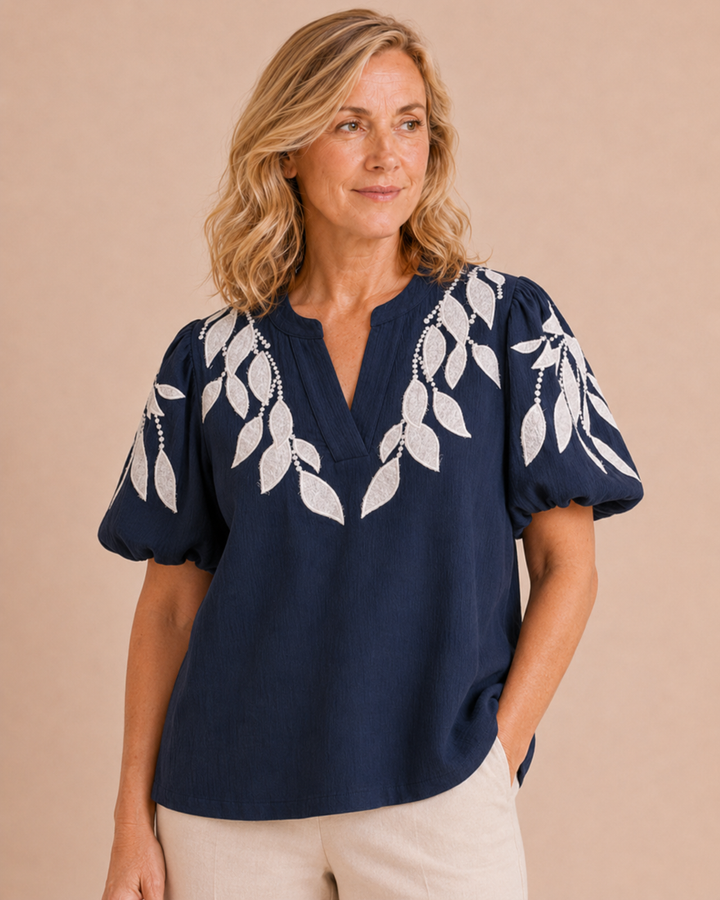Kate | Embroidered Puff Sleeve Top