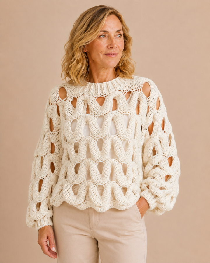 Crochet Knit Hollow Out Pullover Sweater