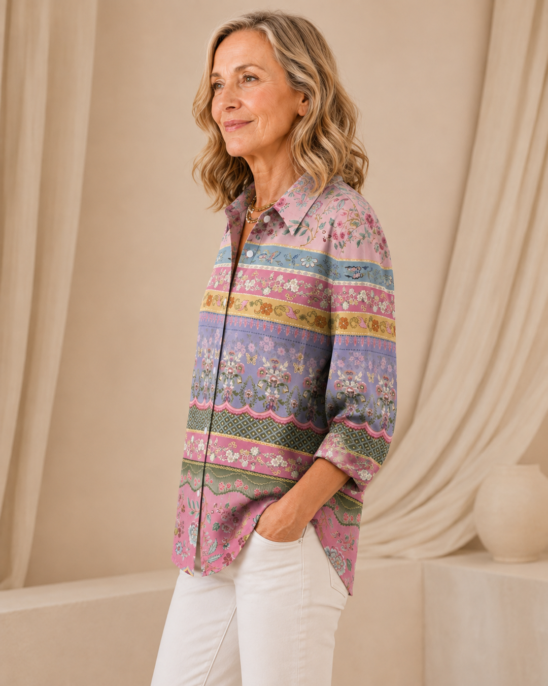 Wren | Vintage Floral Stripe Shirt