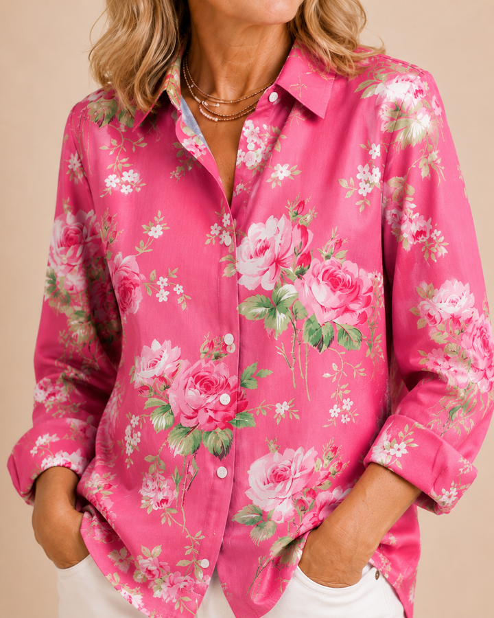 Sabrina | Rose Print Shirt