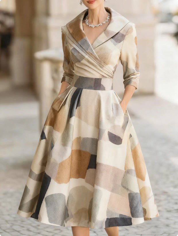 Elegant Midi Dress | Women's Dress with Floral Print & Structured Fit | Perfect for Wedding Guests and Formal Events