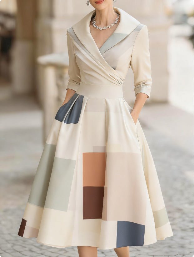 Elegant Midi Dress | Women's Dress with Floral Print & Structured Fit | Perfect for Wedding Guests and Formal Events