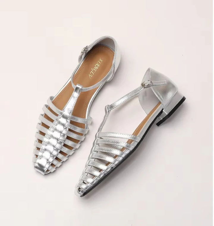 ZAROY Zomer Cross Strap Platte Sandalen Vrouwen Ronde Neus Enkel Gesp Holle Casual Romeinse Sandalia Zapatos De Mujer Mohamed