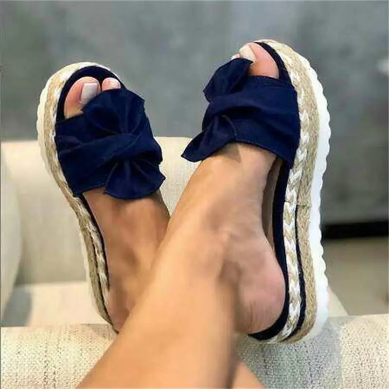 Josie | Bow Espadrille Platform Slides