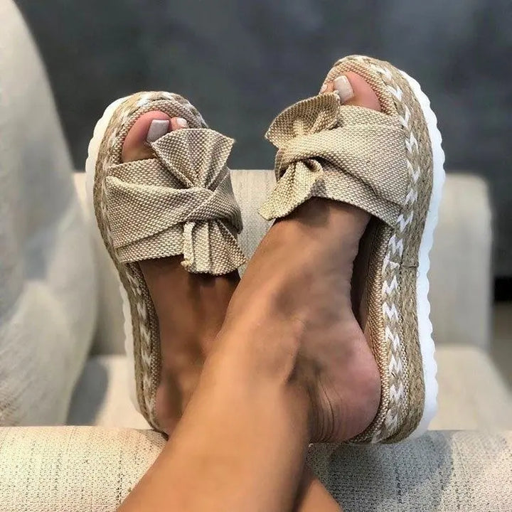 Josie | Bow Espadrille Platform Slides