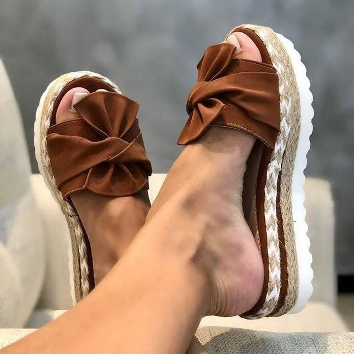 Josie | Bow Espadrille Platform Slides