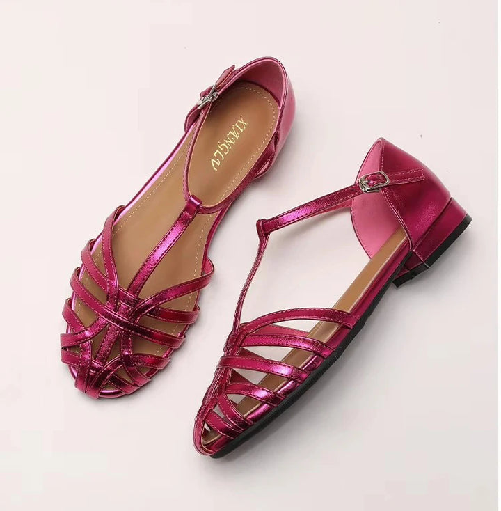 ZAROY Zomer Cross Strap Platte Sandalen Vrouwen Ronde Neus Enkel Gesp Holle Casual Romeinse Sandalia Zapatos De Mujer Mohamed