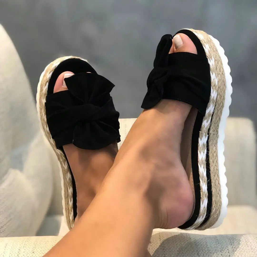 Josie | Bow Espadrille Platform Slides