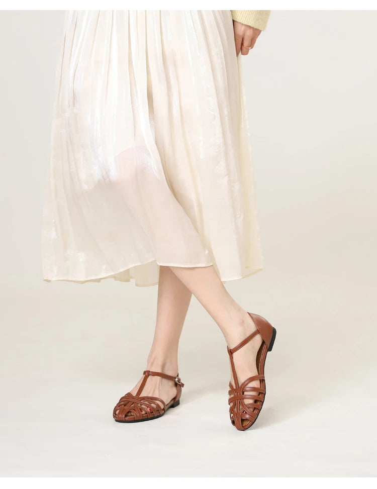ZAROY Zomer Cross Strap Platte Sandalen Vrouwen Ronde Neus Enkel Gesp Holle Casual Romeinse Sandalia Zapatos De Mujer Mohamed