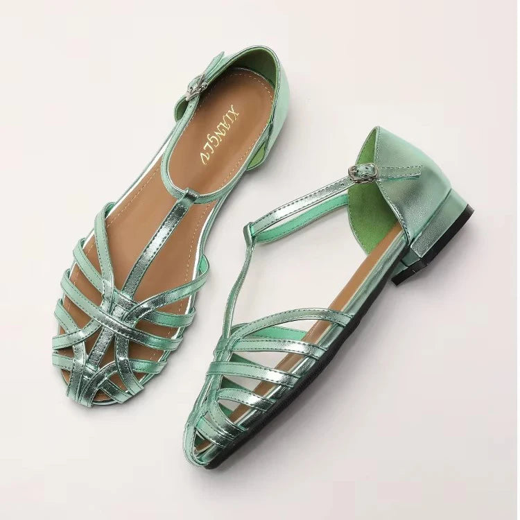 ZAROY Zomer Cross Strap Platte Sandalen Vrouwen Ronde Neus Enkel Gesp Holle Casual Romeinse Sandalia Zapatos De Mujer Mohamed