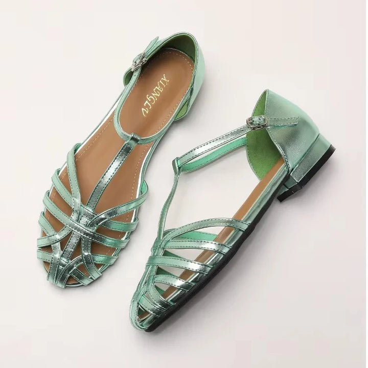 ZAROY Zomer Cross Strap Platte Sandalen Vrouwen Ronde Neus Enkel Gesp Holle Casual Romeinse Sandalia Zapatos De Mujer Mohamed