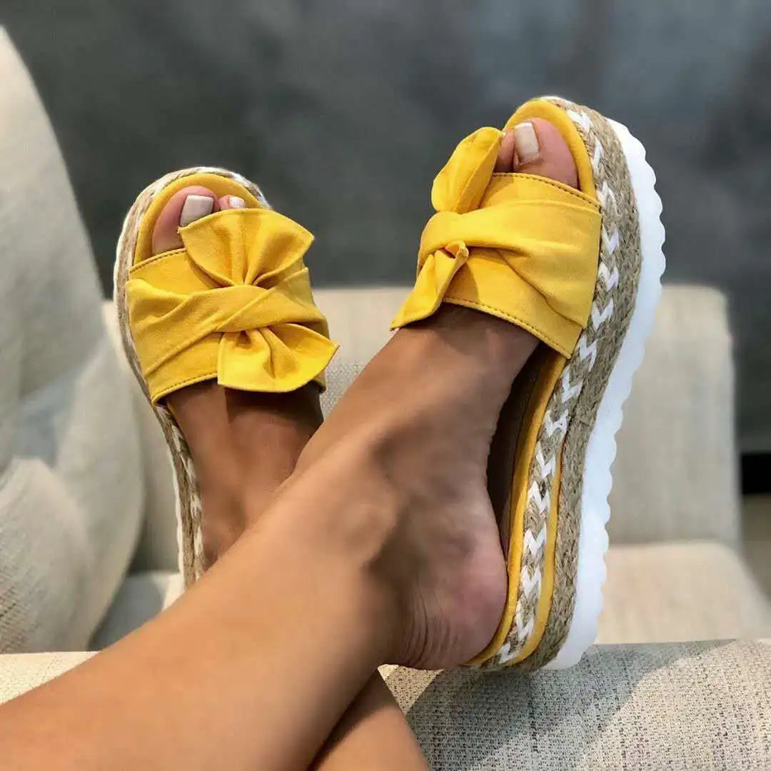 Josie | Bow Espadrille Platform Slides