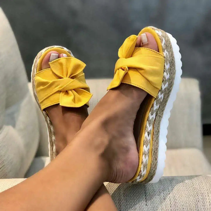 Josie | Bow Espadrille Platform Slides